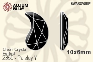 Swarovski Paisley Y Flat Back No-Hotfix (2365) 10x6mm - Clear Crystal With Platinum Foiling - Click Image to Close