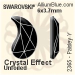 Swarovski Paisley Y Flat Back No-Hotfix (2365) 14x8.5mm - Crystal Effect With Platinum Foiling