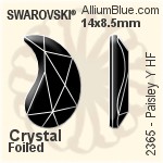 Swarovski Paisley Y Flat Back Hotfix (2365) 14x8.5mm - Clear Crystal With Aluminum Foiling