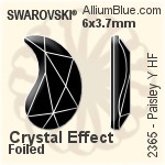 スワロフスキー Paisley Y ラインストーン ホットフィックス (2365) 6x3.7mm - クリスタル エフェクト 裏面アルミニウムフォイル
