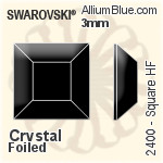 施華洛世奇 正方形 熨底平底石 (2400) 3mm - 透明白色 鋁質水銀底