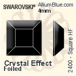 施華洛世奇 正方形 熨底平底石 (2400) 4mm - 白色（半塗層） 鋁質水銀底