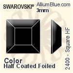 施華洛世奇 正方形 熨底平底石 (2400) 3mm - 顏色（半塗層） 鋁質水銀底