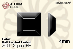 スワロフスキー Square ラインストーン ホットフィックス (2400) 4mm - カラー（ハーフ　コーティング） 裏面アルミニウムフォイル - ウインドウを閉じる
