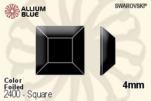 施華洛世奇 正方形 平底石 (2400) 4mm - 顏色 白金水銀底