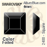 Swarovski Square Flat Back No-Hotfix (2400) 4mm - Clear Crystal With Platinum Foiling