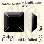 施華洛世奇 正方形 平底石 (2400) 4mm - 顏色（半塗層） 無水銀底