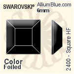スワロフスキー Square ラインストーン ホットフィックス (2400) 6mm - カラー 裏面アルミニウムフォイル