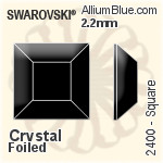 施华洛世奇 正方形 平底石 (2400) 2.2mm - 透明白色 白金水银底
