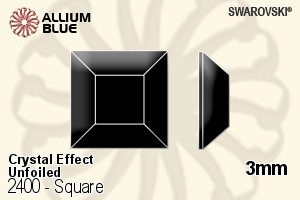 施华洛世奇 正方形 平底石 (2400) 3mm - 白色（半涂层） 无水银底
