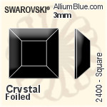 施華洛世奇 正方形 平底石 (2400) 3mm - 透明白色 白金水銀底