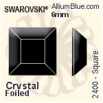 施华洛世奇 正方形 平底石 (2400) 6mm - 透明白色 白金水银底