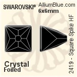 施華洛世奇 正方形 Spike 熨底平底石 (2419) 6x6mm - 透明白色 鋁質水銀底