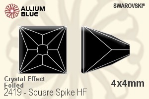 スワロフスキー Square Spike ラインストーン ホットフィックス (2419) 4x4mm - クリスタル エフェクト 裏面アルミニウムフォイル