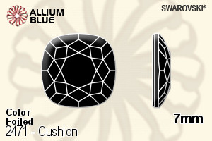 スワロフスキー Cushion ラインストーン (2471) 7mm - カラー 裏面プラチナフォイル - ウインドウを閉じる