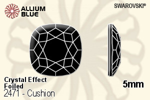 スワロフスキー Cushion ラインストーン (2471) 5mm - クリスタル エフェクト 裏面プラチナフォイル