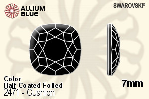 Swarovski Cushion Flat Back No-Hotfix (2471) 7mm - Color (Half Coated) With Platinum Foiling