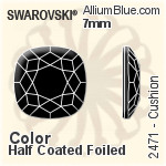 スワロフスキー Cushion ラインストーン (2471) 7mm - カラー（ハーフ　コーティング） 裏面プラチナフォイル