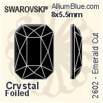 スワロフスキー Emerald カット ラインストーン (2602) 8x5.5mm - クリスタル 裏面プラチナフォイル