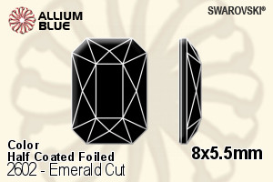 スワロフスキー Emerald カット ラインストーン (2602) 8x5.5mm - カラー（ハーフ　コーティング） 裏面プラチナフォイル - ウインドウを閉じる