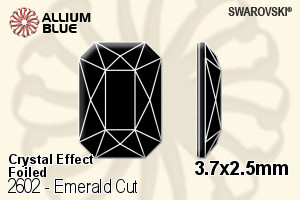 施華洛世奇 Emerald 切工 平底石 (2602) 3.7x2.5mm - 白色（半塗層） 白金水銀底