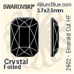 スワロフスキー Emerald カット ラインストーン ホットフィックス (2602) 14x10mm - クリスタル 裏面アルミニウムフォイル