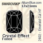 スワロフスキー Emerald カット ラインストーン ホットフィックス (2602) 3.7x2.5mm - クリスタル エフェクト 裏面アルミニウムフォイル