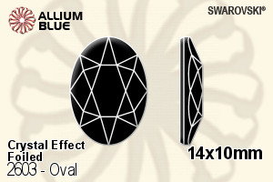 Swarovski Oval Flat Back No-Hotfix (2603) 14x10mm - Crystal Effect With Platinum Foiling - Click Image to Close