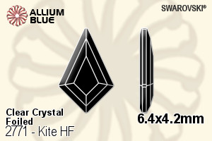 スワロフスキー Kite ラインストーン ホットフィックス (2771) 6.4x4.2mm - クリスタル 裏面アルミニウムフォイル