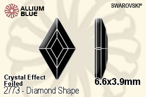 施华洛世奇 Diamond Shape 平底石 (2773) 6.6x3.9mm - 白色（半涂层） 白金水银底 - 关闭视窗 >> 可点击图片