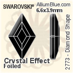 施华洛世奇 Diamond Shape 平底石 (2773) 6.6x3.9mm - 白色（半涂层） 白金水银底