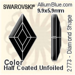 施华洛世奇 Diamond Shape 平底石 (2773) 9.9x5.9mm - 白色（半涂层） 白金水银底