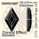 スワロフスキー Diamond Shape ラインストーン ホットフィックス (2773) 6.6x3.9mm - クリスタル エフェクト 裏面アルミニウムフォイル