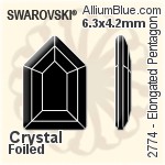 施华洛世奇 Elongated Pentagon 平底石 (2774) 6.3x4.2mm - 透明白色 白金水银底