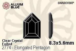 Swarovski Elongated Pentagon Flat Back No-Hotfix (2774) 8.3x5.6mm - Clear Crystal With Platinum Foiling - Haga Click en la Imagen para Cerrar