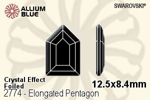 施華洛世奇 Elongated Pentagon 平底石 (2774) 12.5x8.4mm - 白色（半塗層） 白金水銀底