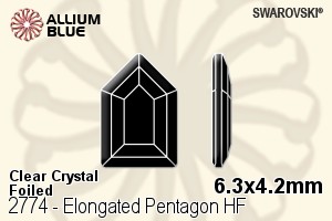 Swarovski Elongated Pentagon Flat Back Hotfix (2774) 6.3x4.2mm - Clear Crystal With Aluminum Foiling