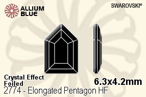 スワロフスキー Elongated Pentagon ラインストーン ホットフィックス (2774) 6.3x4.2mm - クリスタル エフェクト 裏面アルミニウムフォイル - ウインドウを閉じる
