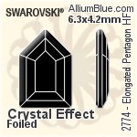 スワロフスキー Elongated Pentagon ラインストーン ホットフィックス (2774) 6.3x4.2mm - クリスタル エフェクト 裏面アルミニウムフォイル