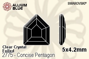 スワロフスキー Concise Pentagon ラインストーン (2775) 5x4.2mm - クリスタル 裏面プラチナフォイル - ウインドウを閉じる