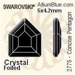 施华洛世奇 Concise Pentagon 平底石 (2775) 5x4.2mm - 透明白色 白金水银底