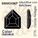 Swarovski Concise Pentagon Flat Back No-Hotfix (2775) 10x8.4mm - Clear Crystal With Platinum Foiling