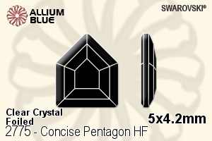 Swarovski Concise Pentagon Flat Back Hotfix (2775) 5x4.2mm - Clear Crystal With Aluminum Foiling - Haga Click en la Imagen para Cerrar