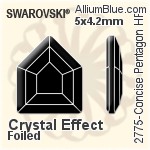 スワロフスキー Concise Pentagon ラインストーン ホットフィックス (2775) 5x4.2mm - クリスタル エフェクト 裏面アルミニウムフォイル