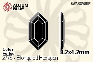 スワロフスキー Elongated Hexagon ラインストーン (2776) 8.2x4.2mm - カラー 裏面プラチナフォイル - ウインドウを閉じる
