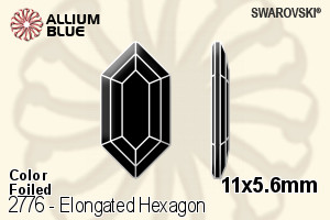 施华洛世奇 Elongated Hexagon 平底石 (2776) 11x5.6mm - 颜色 白金水银底
