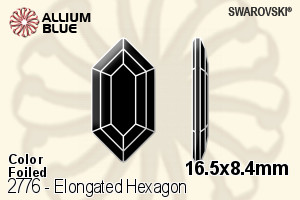 Swarovski Elongated Hexagon Flat Back No-Hotfix (2776) 16.5x8.4mm - Color With Platinum Foiling
