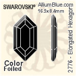 スワロフスキー Elongated Hexagon ラインストーン (2776) 16.5x8.4mm - カラー（ハーフ　コーティング） 裏面にホイル無し