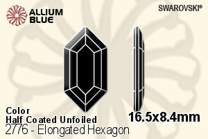 施華洛世奇 Elongated Hexagon 平底石 (2776) 16.5x8.4mm - 顏色（半塗層） 無水銀底 - 關閉視窗 >> 可點擊圖片