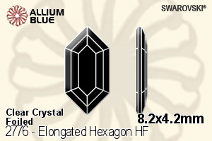 Swarovski Elongated Hexagon Flat Back Hotfix (2776) 8.2x4.2mm - Clear Crystal With Aluminum Foiling